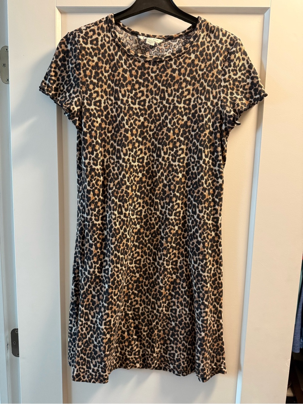 Americana Eagle Leopard Print Short Sleeve Tee  Dress - Brown